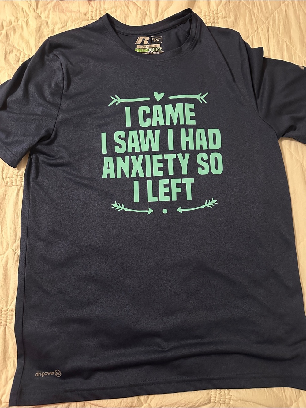 Russell Athletic Navy Tee with Mint Green Graphic